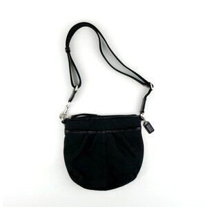 Coach Black Signature Fabric Crossbody Bag With Adjustable Strap & Zip Closure